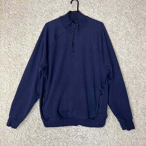 Fabletics Sweatshirt Mens Large Blue 1/4 Zip Pullover Mock Neck Long Sleeves